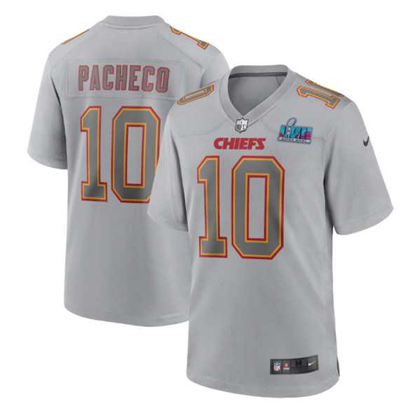 Men's Kansas City Chiefs #10 Isiah Pacheco Gray Super Bowl LVII Patch Atmosphere Fashion Stitched Game Jersey,We sell and wholesale Men's Kansas City Chiefs #10 Isiah Pacheco Gray Super Bowl LVII Patch Atmosphere Fashion Stitched Game Jersey on line form chian!